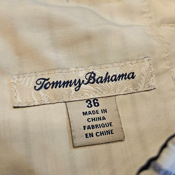 Tommy Bahama Striped Flat Front Shorts Blue White Breathable Mens Size 36 - Picture 6 of 7